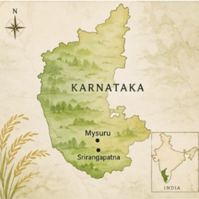 Rajamudi rice – Premium Aromatic Heritage Red Rice by Staple Kaka — origin region map